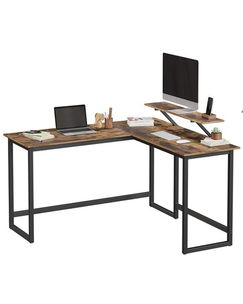 L-shaped Computer Desk with Monitor Stand