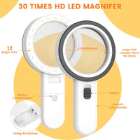 Thumbnail for Handheld Large Magnifying Glass 12 LED