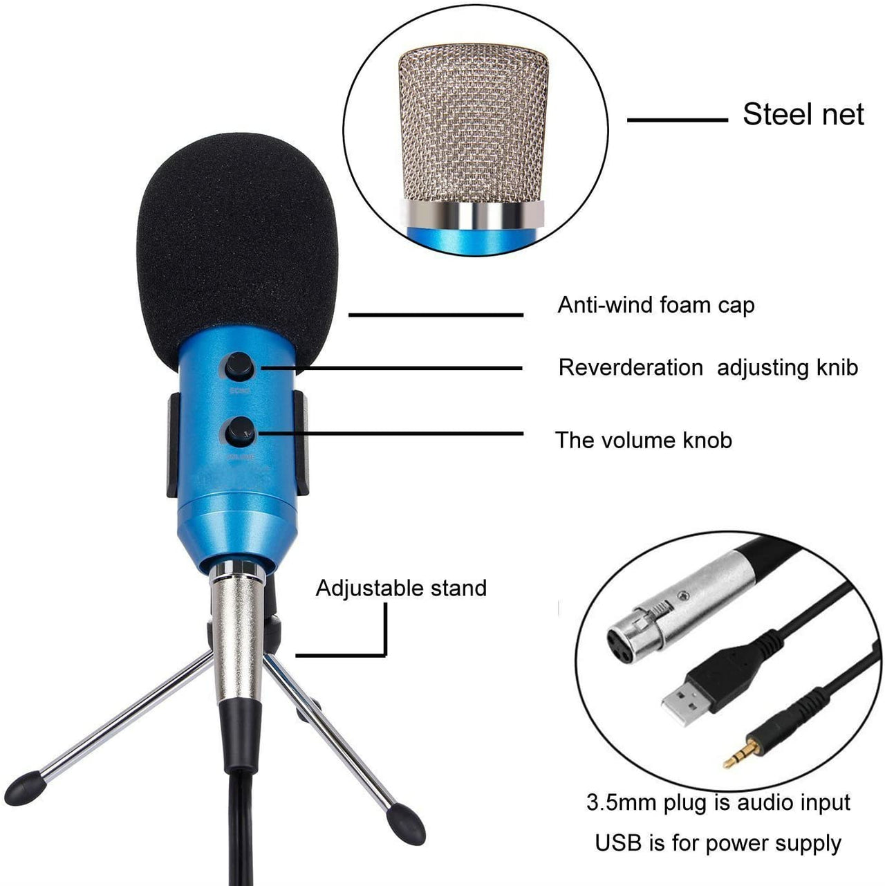 Usb Microphone with Shock mount stand