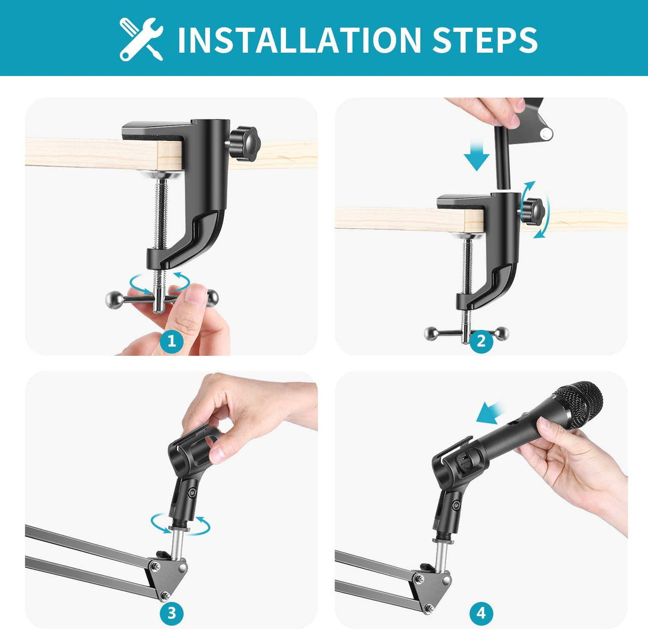 Microphone Boom Arm Adjustable Microphone Suspension Boom Scissor Arm Stand