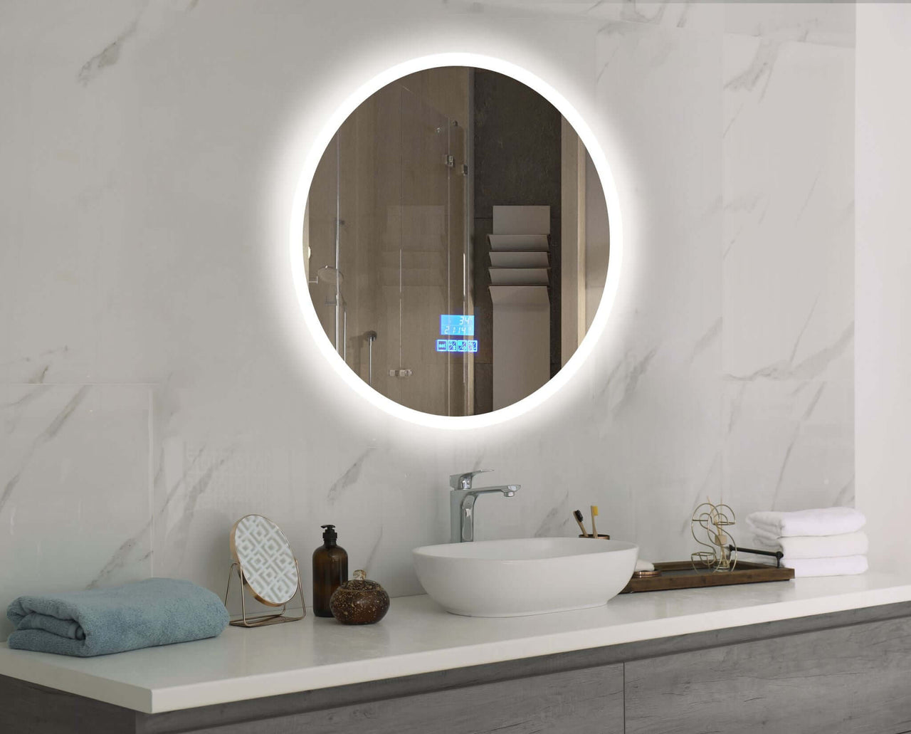 Bathroom LED Mirror Round Frameless 60cm