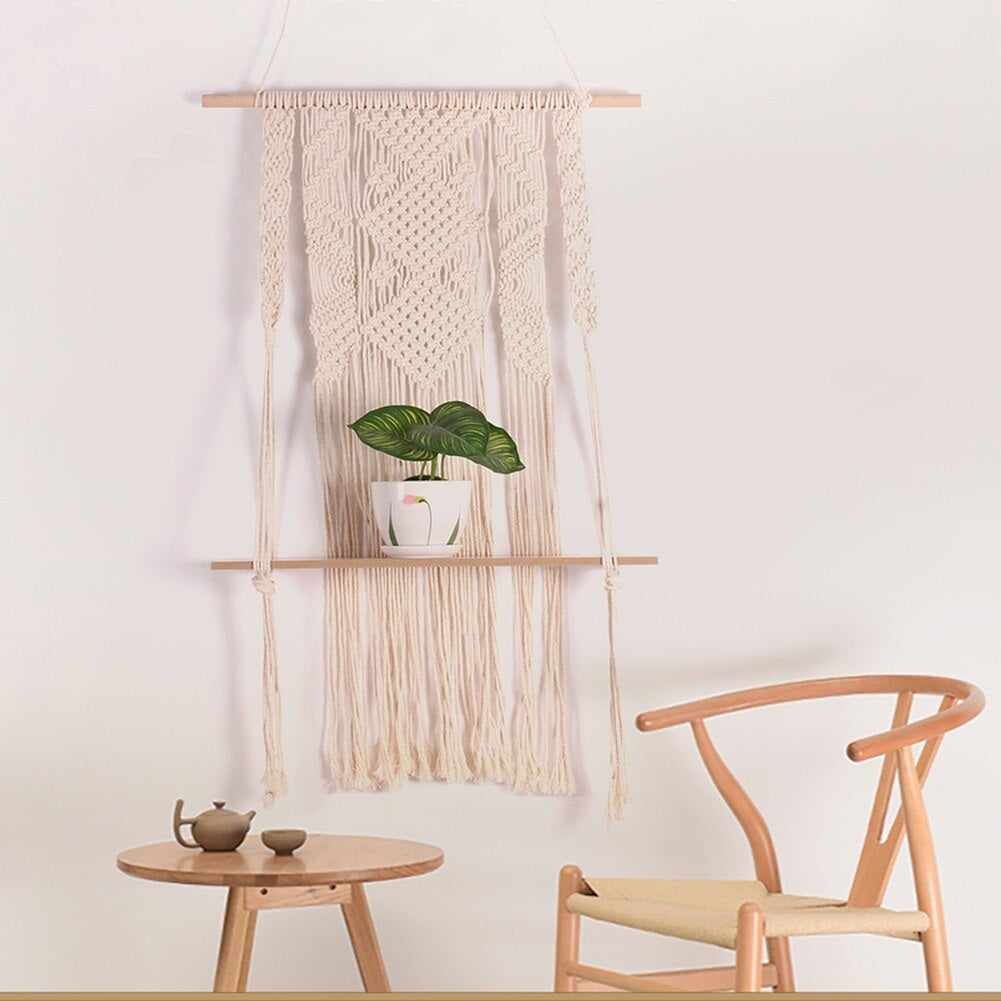 Macrame Wall Art otton yarn + wood 80 * 50cm