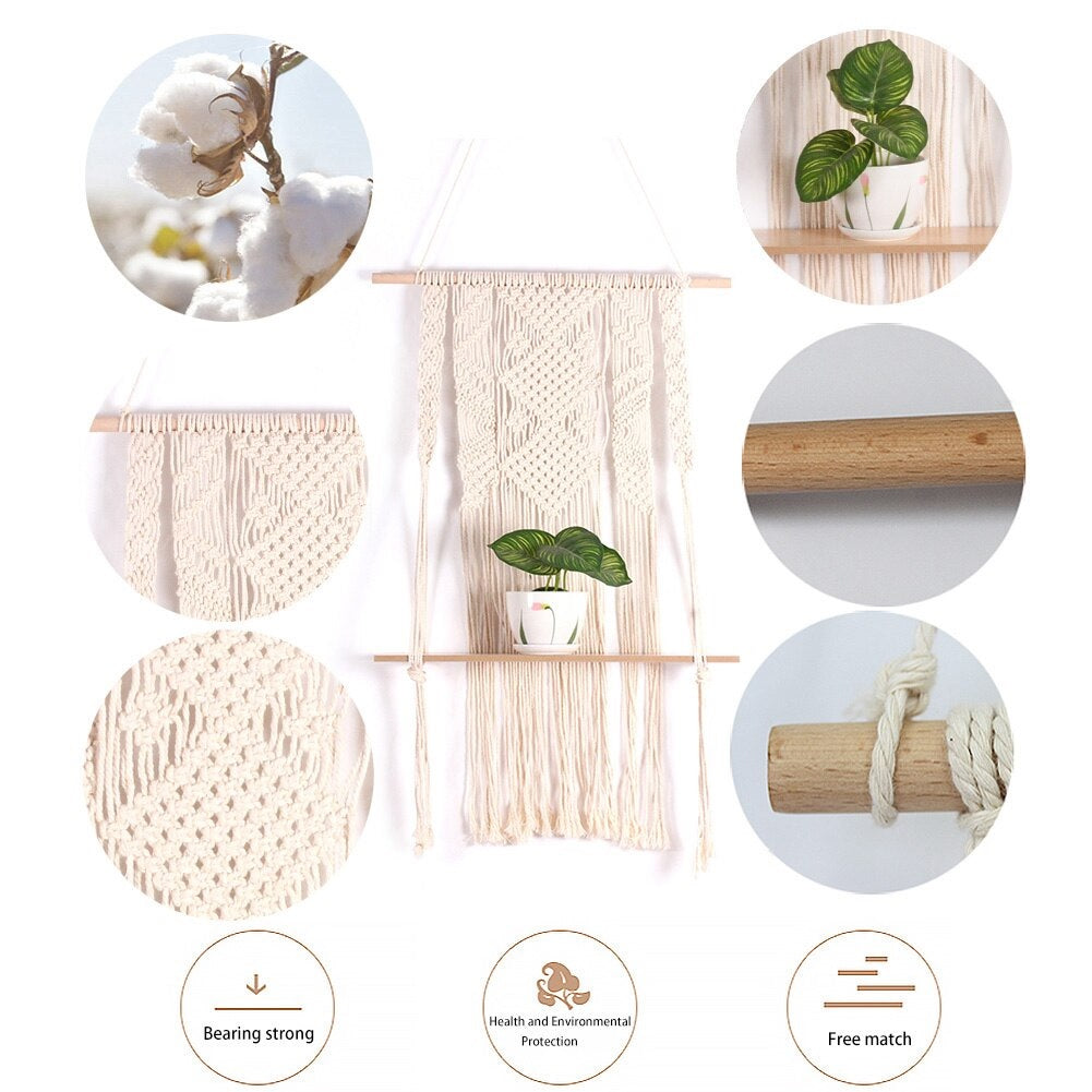 Macrame Wall Art otton yarn + wood 80 * 50cm