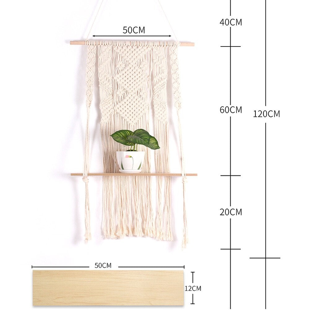 Macrame Wall Art otton yarn + wood 80 * 50cm