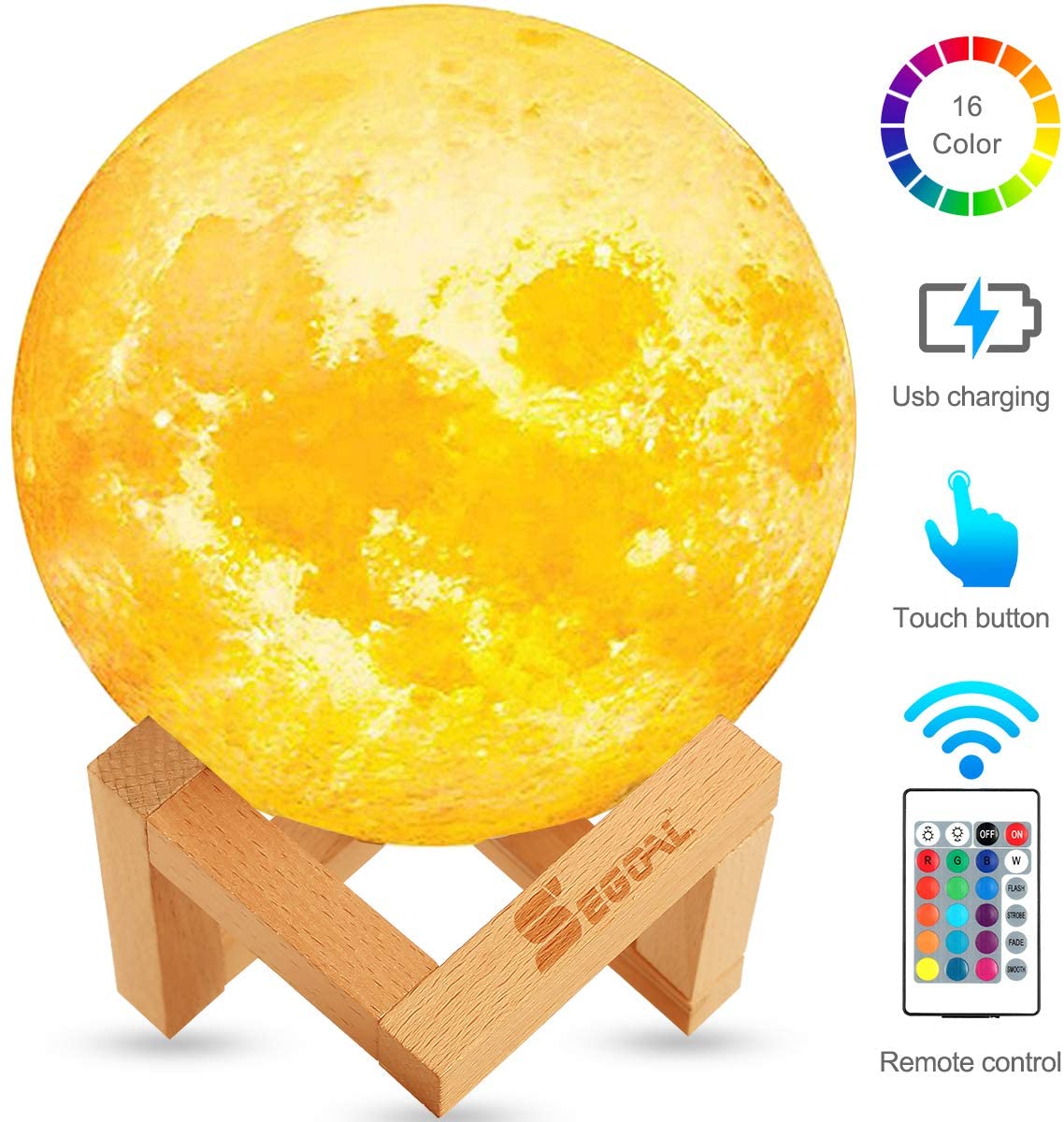 24CM Moon Light Night Light Lamp 16 Colors