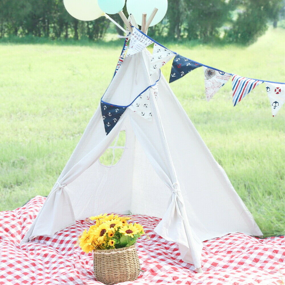 Kids Teepee Play Tent White