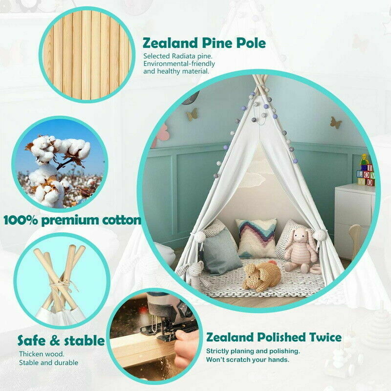 Kids Teepee Play Tent White