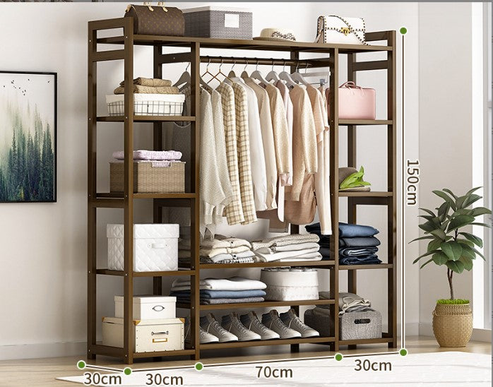 Bamboo Wardrobe Clothes Rack Wardrobe Organiser