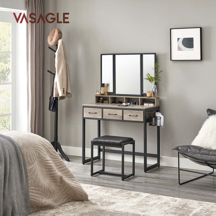 VASAGLE Makeup Vanity with Stool Dressing Table