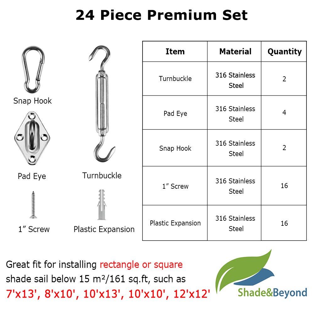 Sun Shade Sail Hardware Kit