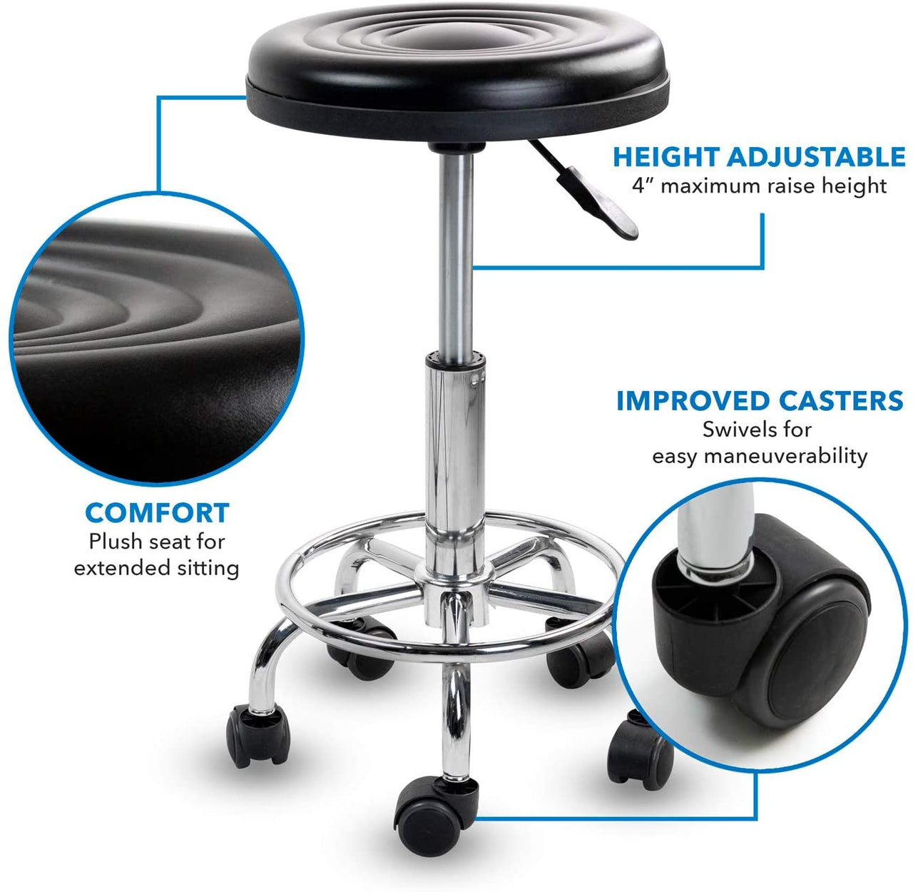 Salon Stool Adjustable Rolling Spa Stool