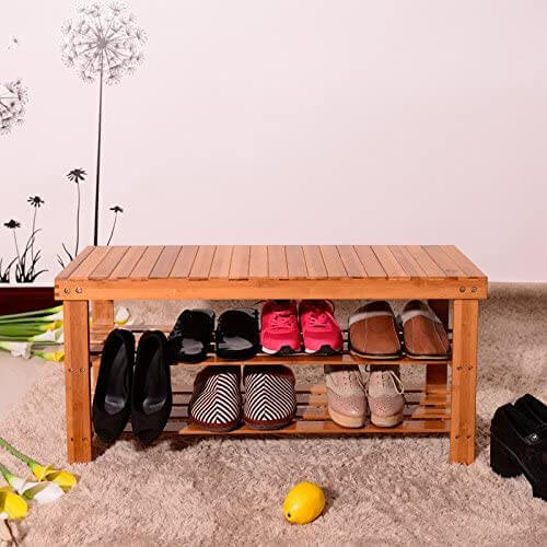 Bamboo Shoe Rack Bench 3-Tier - The Shopsite