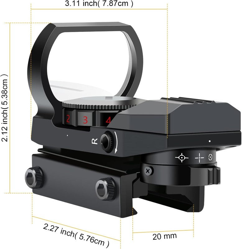 Hunting Tactical Holographic Reflex Red Green Dot Sight Scope 20mm