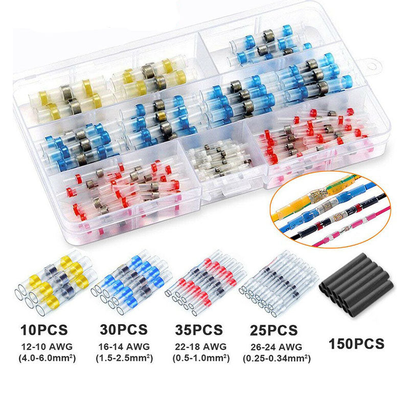 250pcs Solder Seal Sleeve Heat Shrink Butt Wire Connectors Terminals