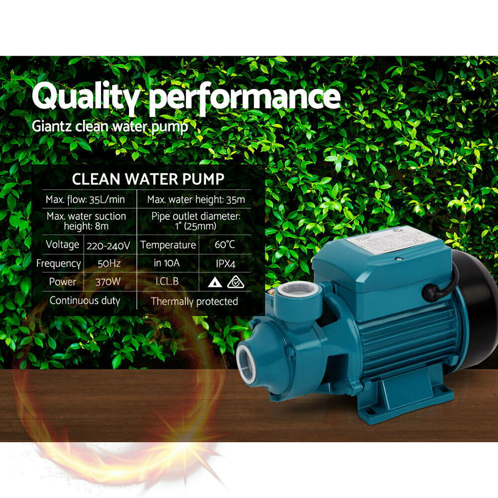 PUMP-QB60 230V Electric Clean Water Pump 35L/Min 1/2/HP