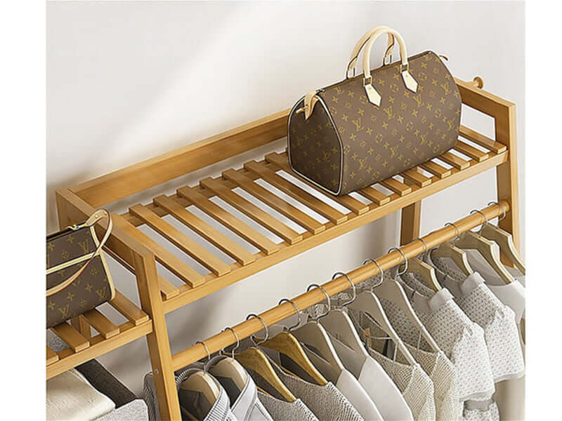 Bamboo Wardrobe Clothes Rack Organizer