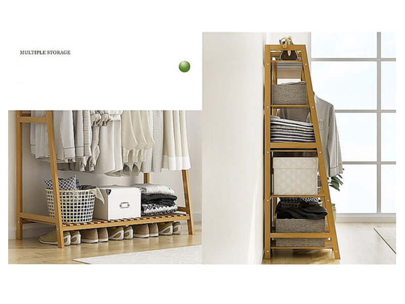 Bamboo Wardrobe Clothes Rack Organizer