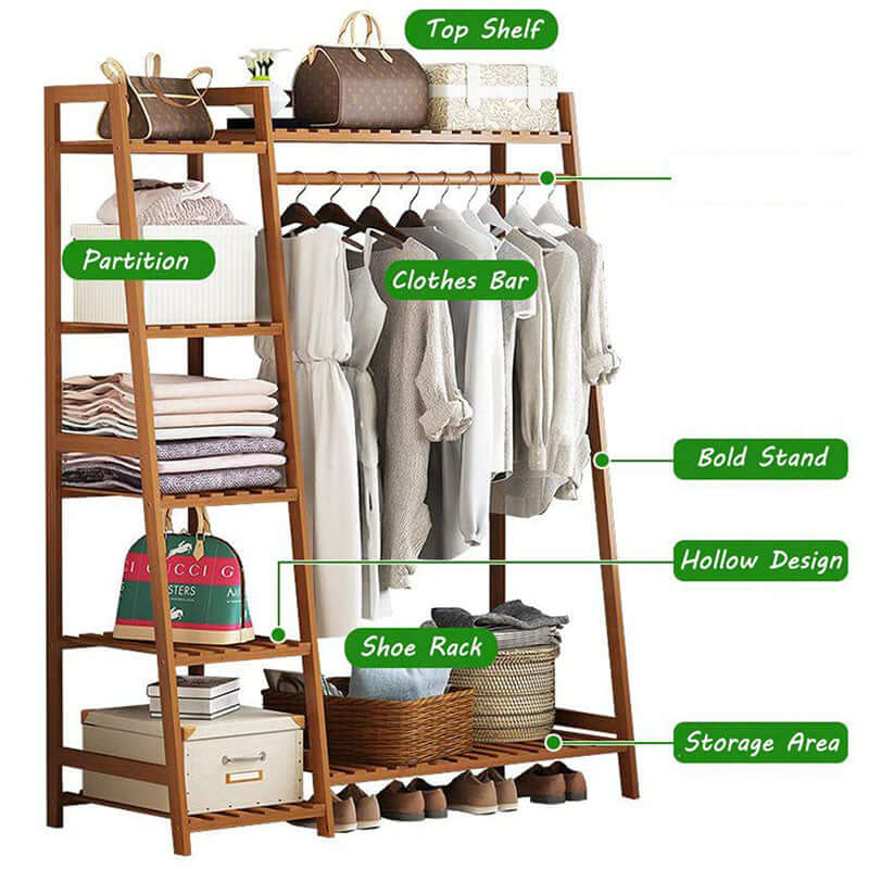 Bamboo Wardrobes Clothes Rack