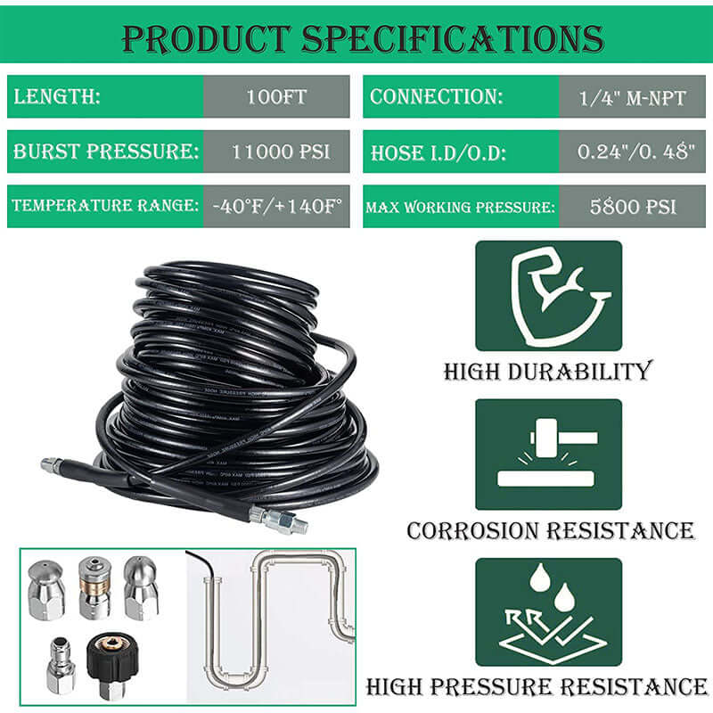 Drain/Pipe Cleaning Kit 15m