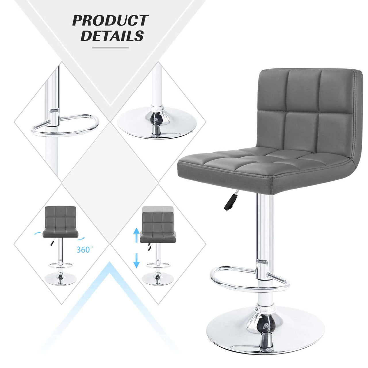 Adjustable Swivel Armless Bar Stools With Pu Leather - The Shopsite