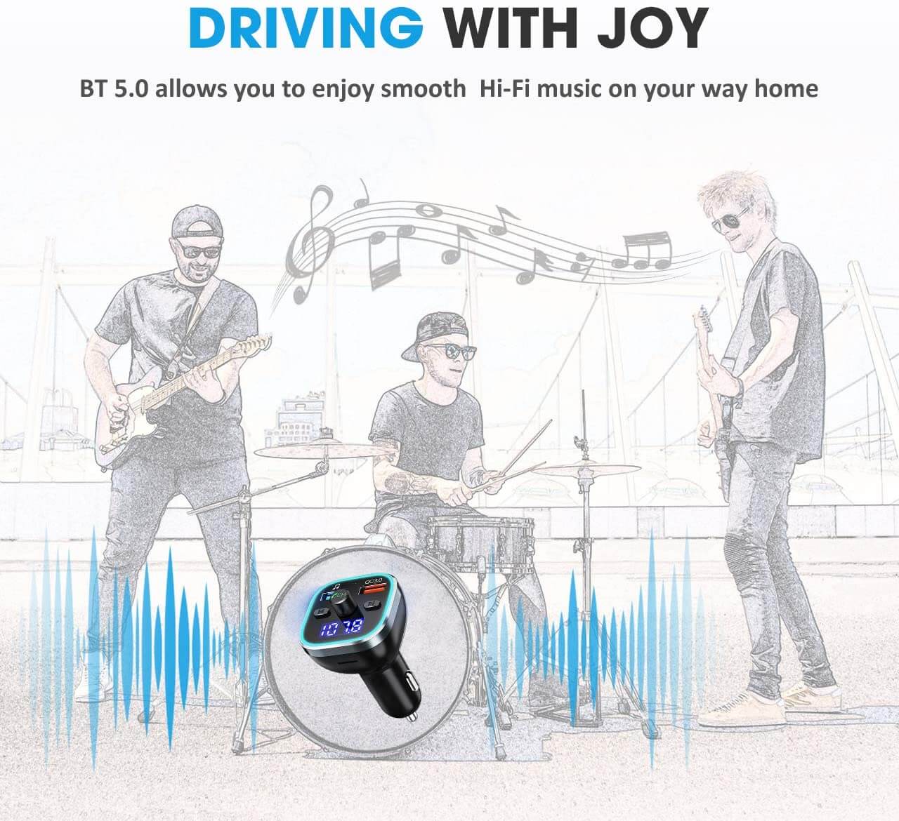 Car Bluetooth Receiver FM Transmitter BT 5.0 - The Shopsite