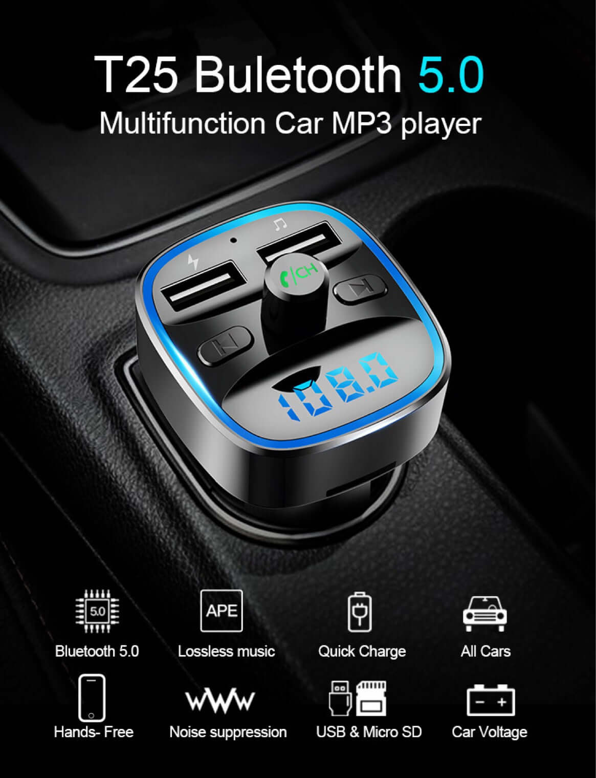 Car Bluetooth Receiver FM Transmitter BT 5.0 - The Shopsite