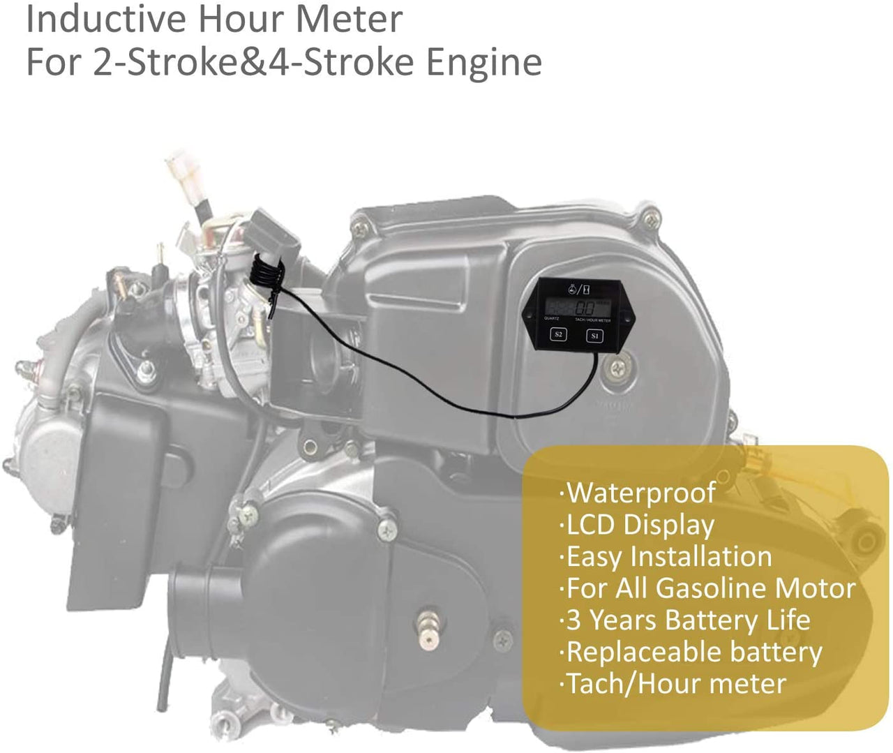 Tachometer For Small Engine,Inductive Hour Meter For 2 Stroke & 4 Stroke Small Engine