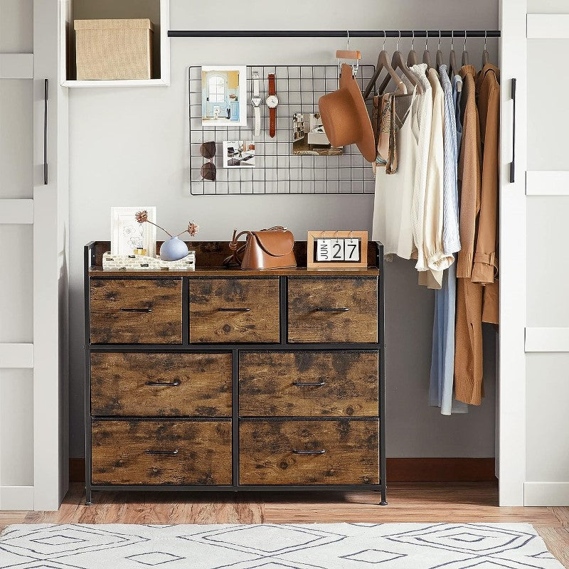 Tallboy 7 Drawer Rustic Brown