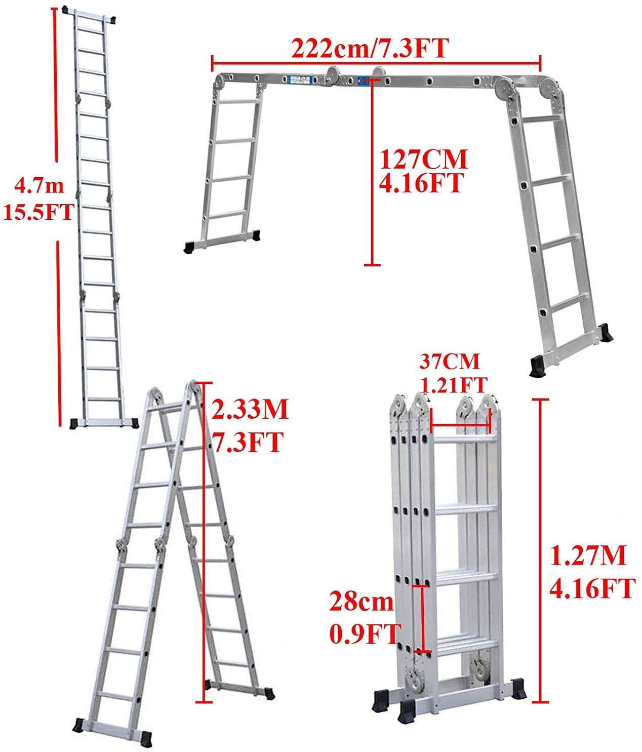 Telescopic ladder Extension Ladder 4.7M