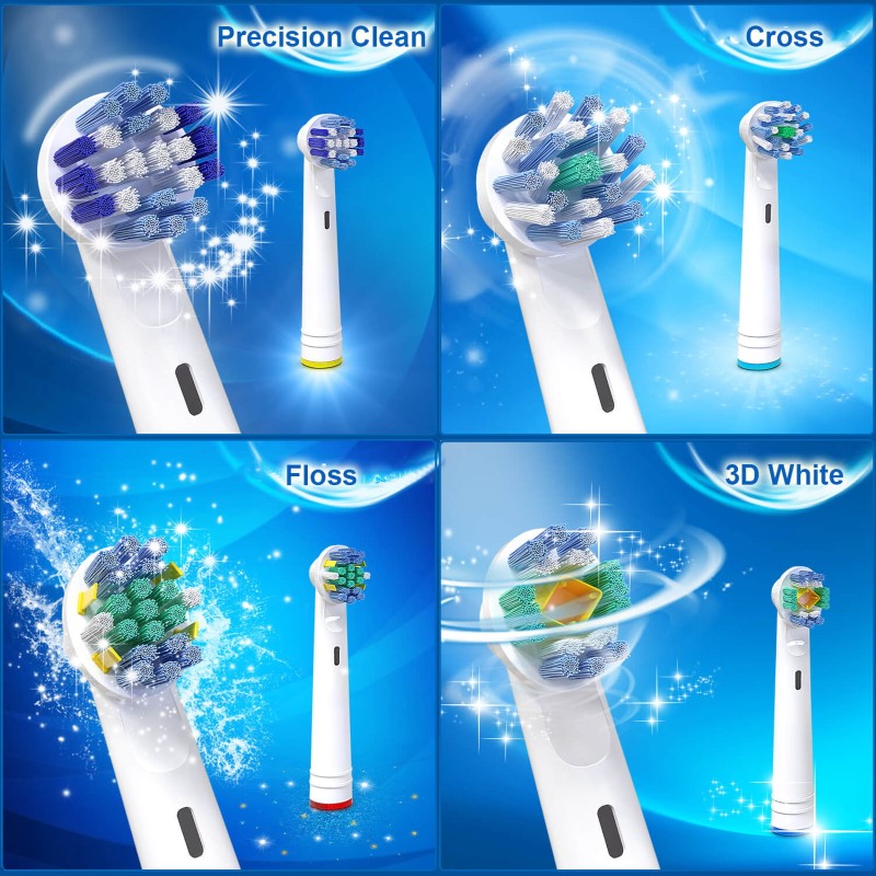 16 Pack Replacement Toothbrush Heads (Soft Bristles) - Oral-B Compatible