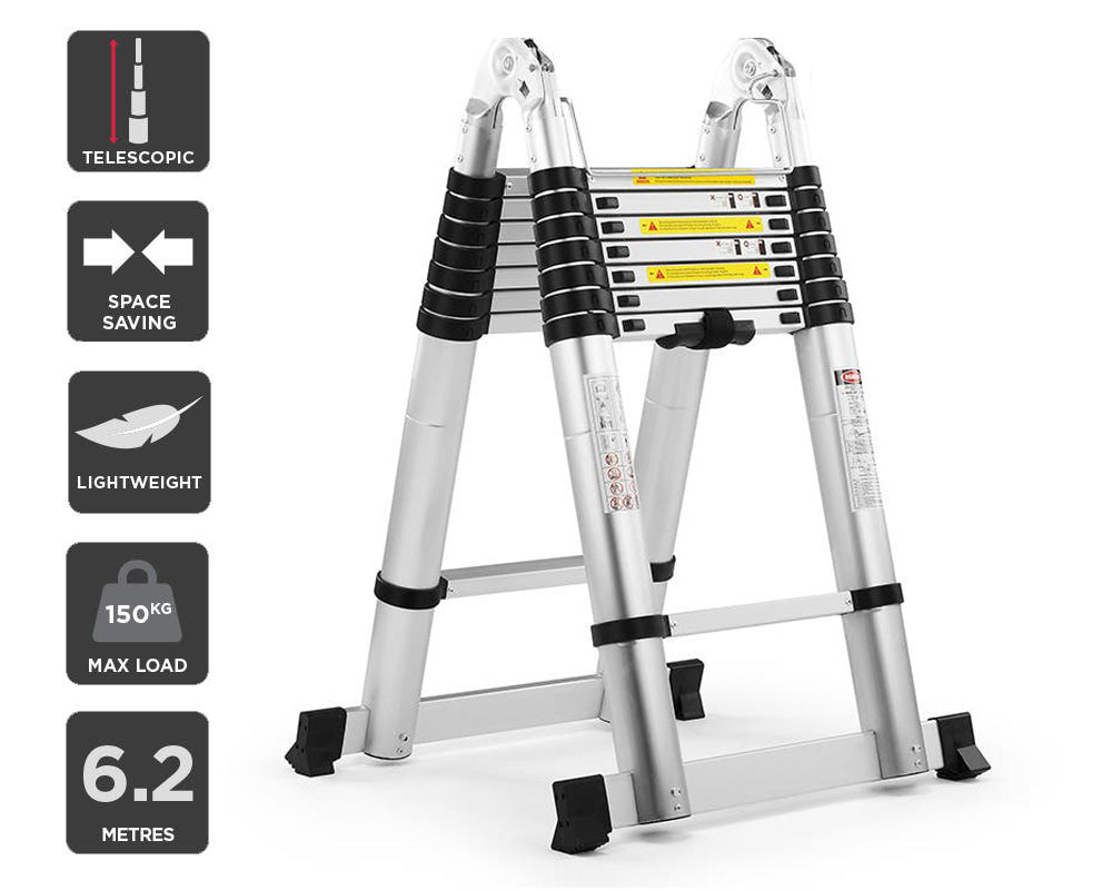 Telescopic Ladder 6.2m Aluminium Telescoping