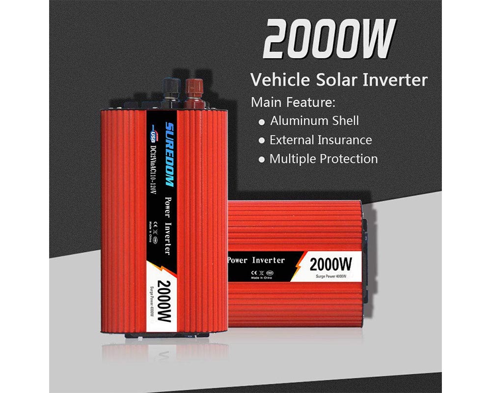 2000W Power Inverter DC 12V to 230V AC Converter with Universal Socket AC Outlets