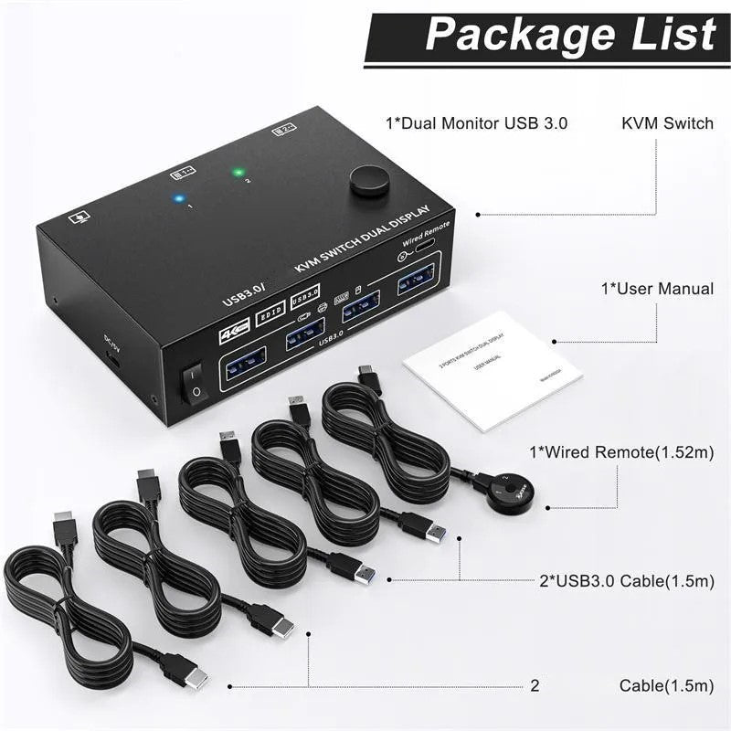 USB KVM Switch Splitter 4 Ports