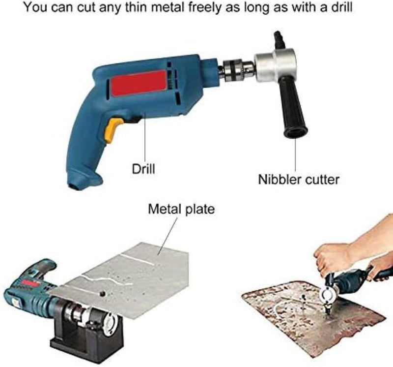 Adjustable Double Head Sheet Metal Nibbler Cutter Cutting Power Drill Attachment