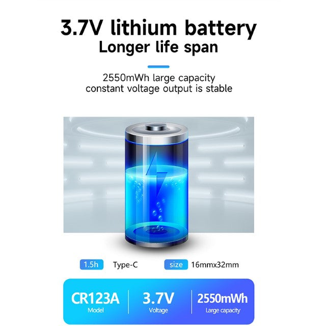 CR123A Rechargeable Battery Pack Type-C Cable