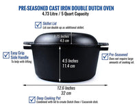 Thumbnail for 2 in 1 Cast Iron Dutch Oven Sauce Pan Skillet Set