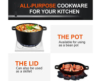 Thumbnail for 2 in 1 Cast Iron Dutch Oven Sauce Pan Skillet Set