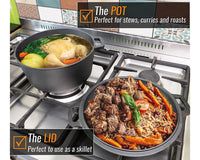 Thumbnail for 2 in 1 Cast Iron Dutch Oven Sauce Pan Skillet Set