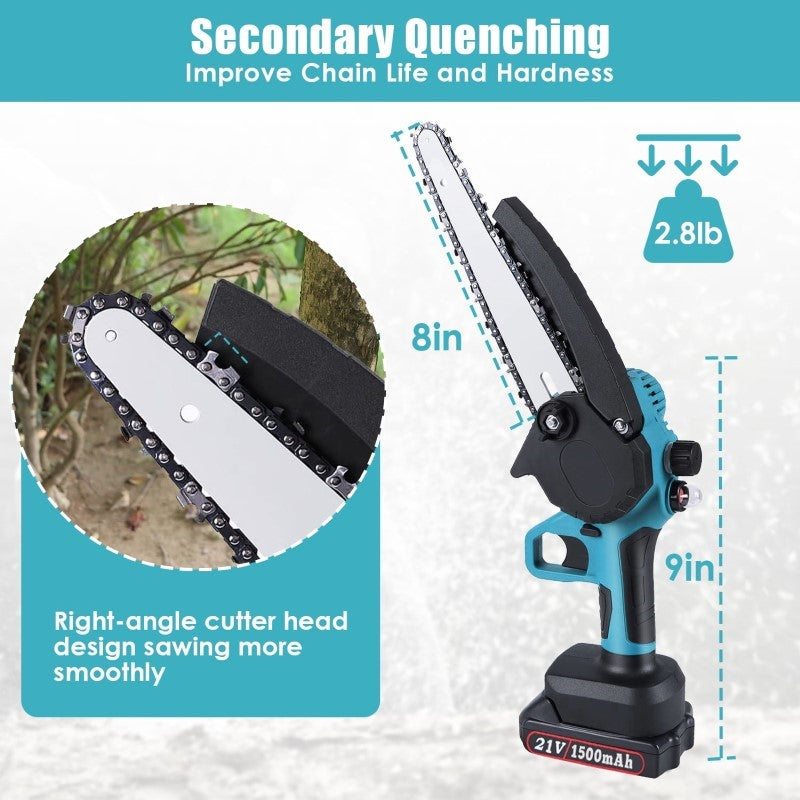 Mini Chainsaw, Portable Cordless Power Chain Saws 8inch (No Battery)