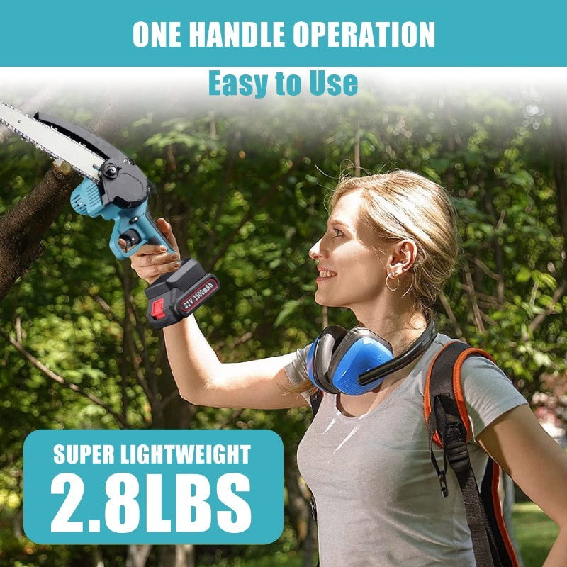 Mini Chainsaw, Portable Cordless Power Chain Saws 8inch (No Battery)