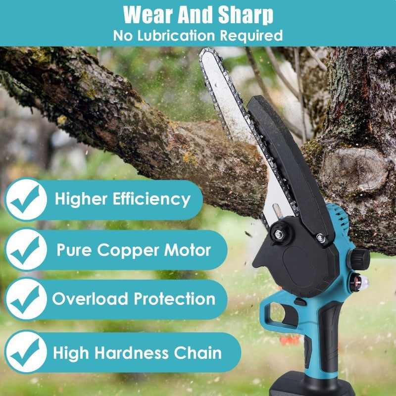 Mini Chainsaw, Portable Cordless Power Chain Saws 8inch (No Battery)