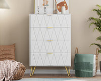 Thumbnail for Tallboy Chest of Drawers - 4-Drawer Dressers for Bedroom (White)