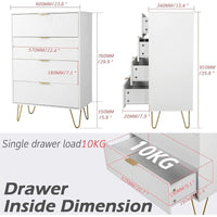 Thumbnail for Tallboy Chest of Drawers - 4-Drawer Dressers for Bedroom (White)