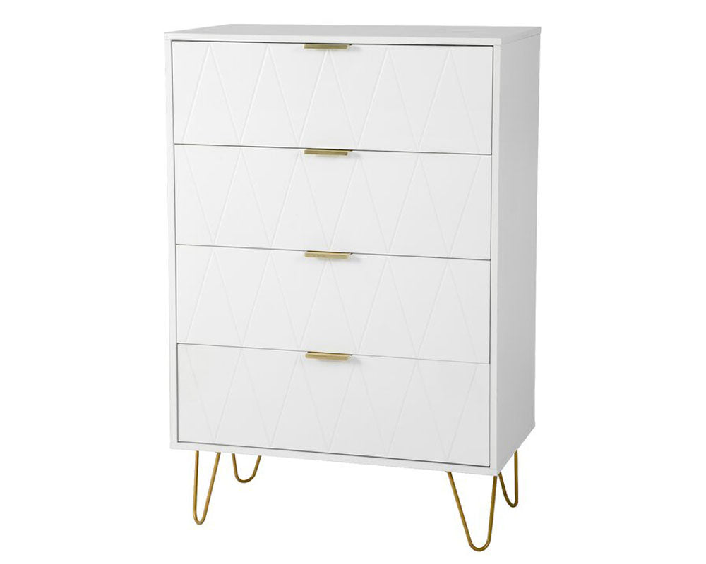 Tallboy Chest of Drawers - 4-Drawer Dressers for Bedroom (White)