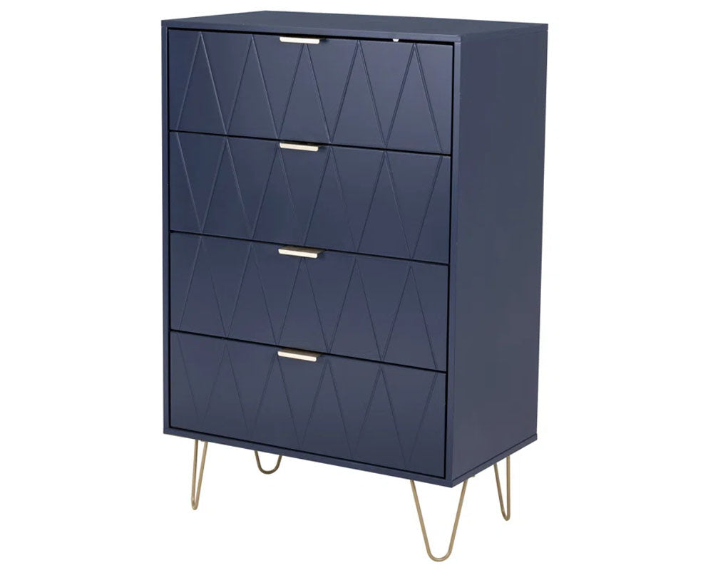 Tallboy Chest of Drawers - 4-Drawer Dressers for Bedroom (Navy)