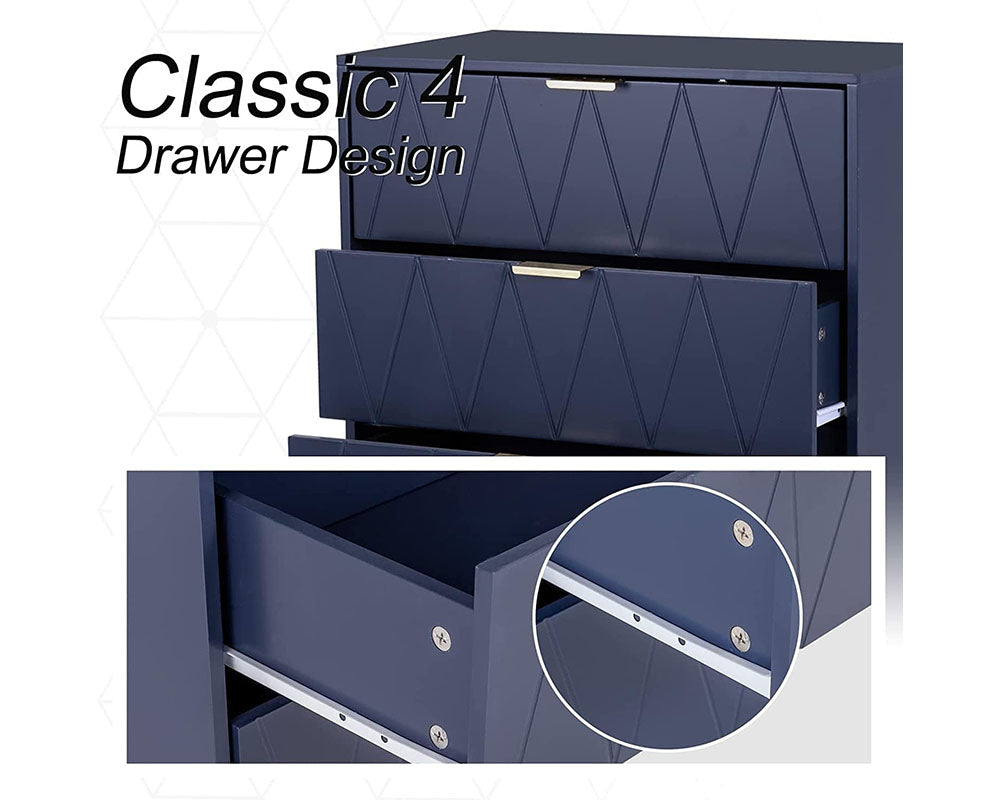 Tallboy Chest of Drawers - 4-Drawer Dressers for Bedroom (Navy)