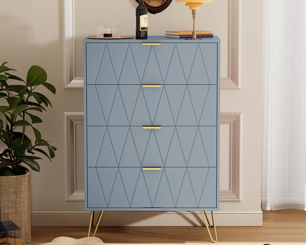 Tallboy Chest of Drawers - 4 Drawer Dressers for Bedroom (Sky blue)