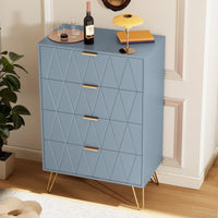 Thumbnail for Tallboy Chest of Drawers - 4 Drawer Dressers for Bedroom (Sky blue)