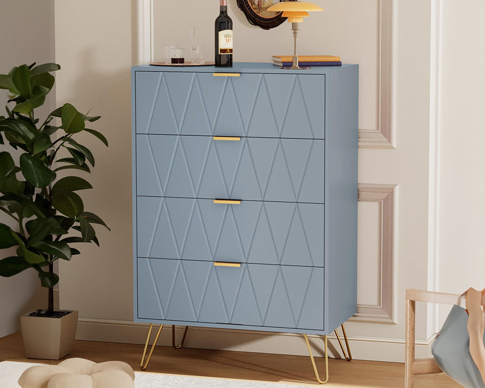 Tallboy Chest of Drawers - 4 Drawer Dressers for Bedroom (Sky blue)