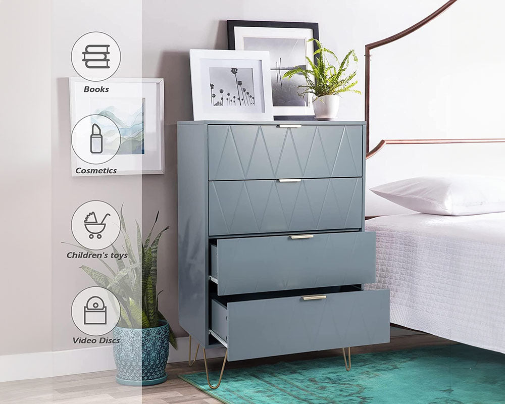 Tallboy Chest of Drawers - 4 Drawer Dressers for Bedroom (Sky blue)